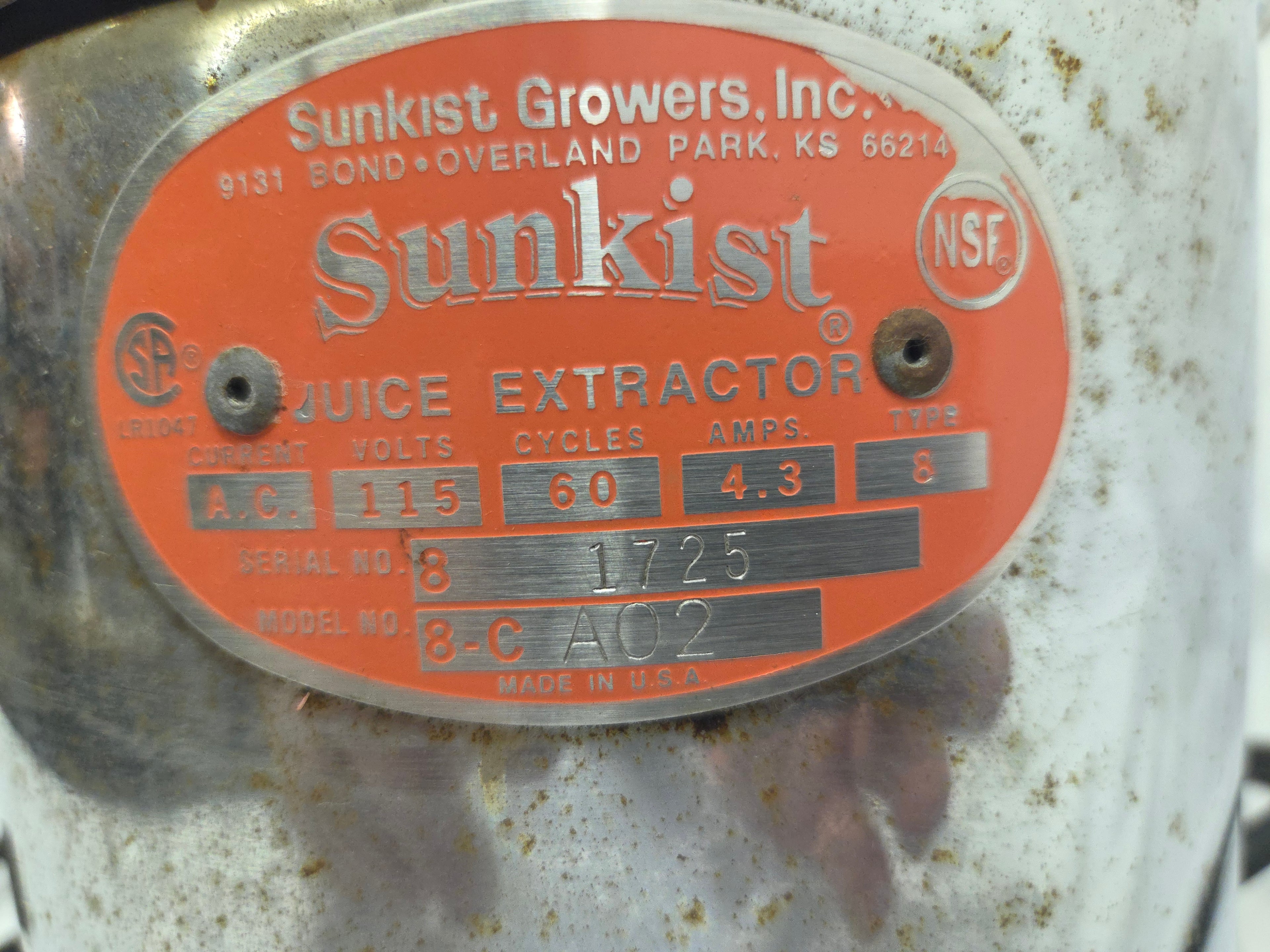 Sunkist juicer  (commercial)